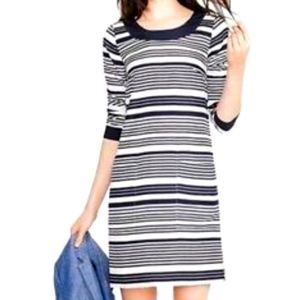 J Crew Navy Stripe Shift Dress